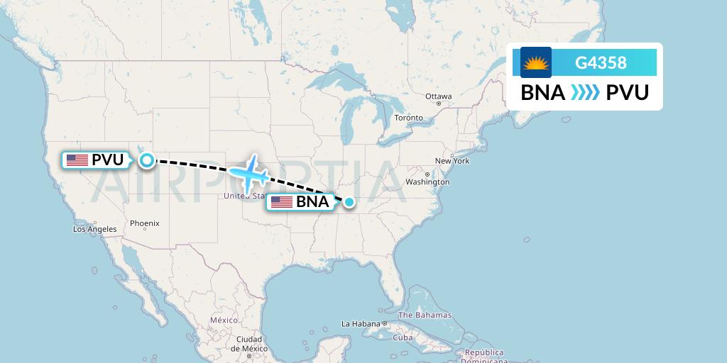 G4358 Allegiant Air Flight Map: Nashville to Provo