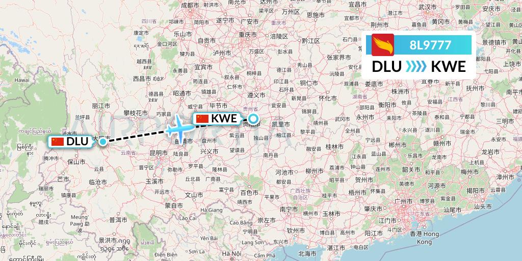 8L9777 Lucky Air Flight Map: Dali to Guiyang