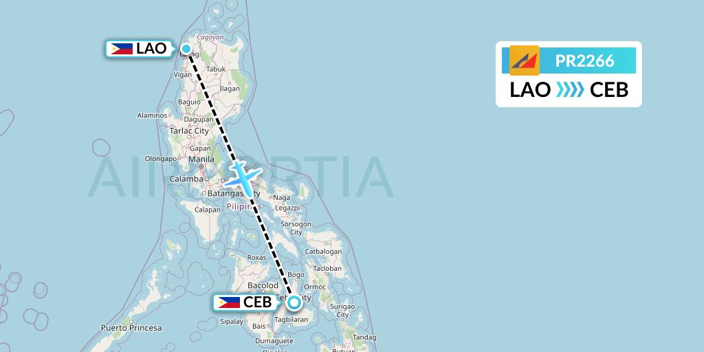 PR2266 Philippine Airlines Flight Map: Laoag City to Cebu