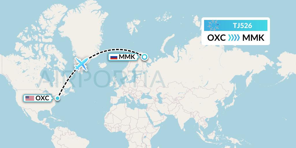TJ526 Tradewind Aviation Flight Map: Oxford to Murmansk