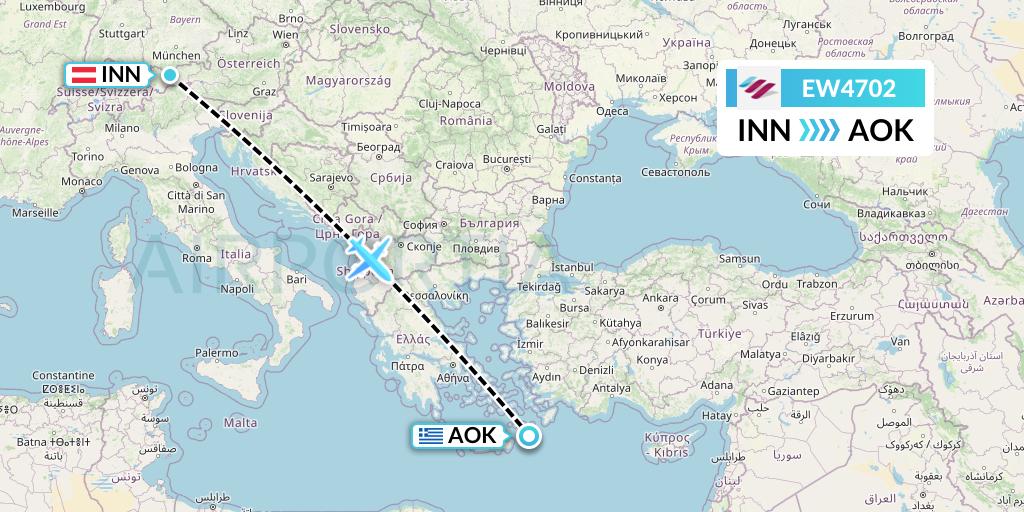 EW4702 Eurowings Flight Map: Innsbruck to Karpathos