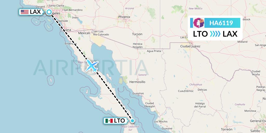 HA6119 Hawaiian Airlines Flight Map: Loreto to Los Angeles