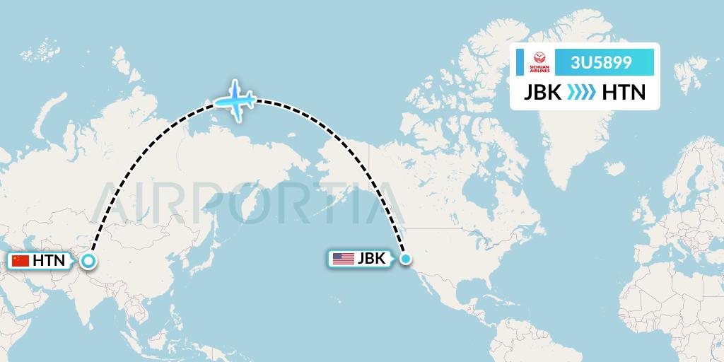 3U5899 Sichuan Airlines Flight Map: Berkeley to Hotan