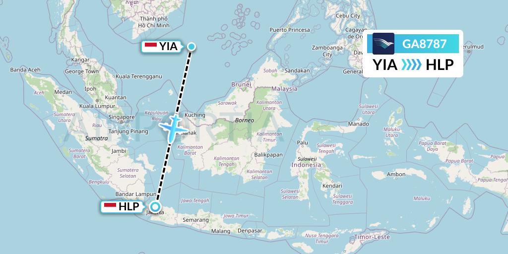 GA8787 Garuda Indonesia Flight Map: Yogyakarta to Jakarta
