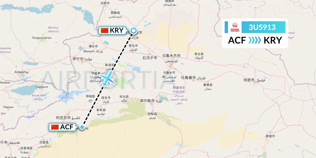 3U5913 Sichuan Airlines Flight Map: Aksu to Karamay