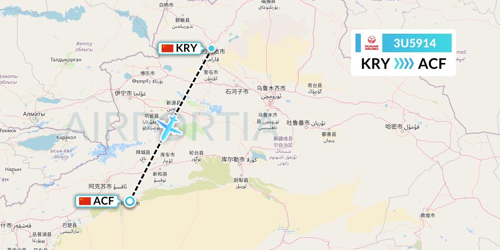 3U5914 Sichuan Airlines Flight Map: Karamay to Aksu