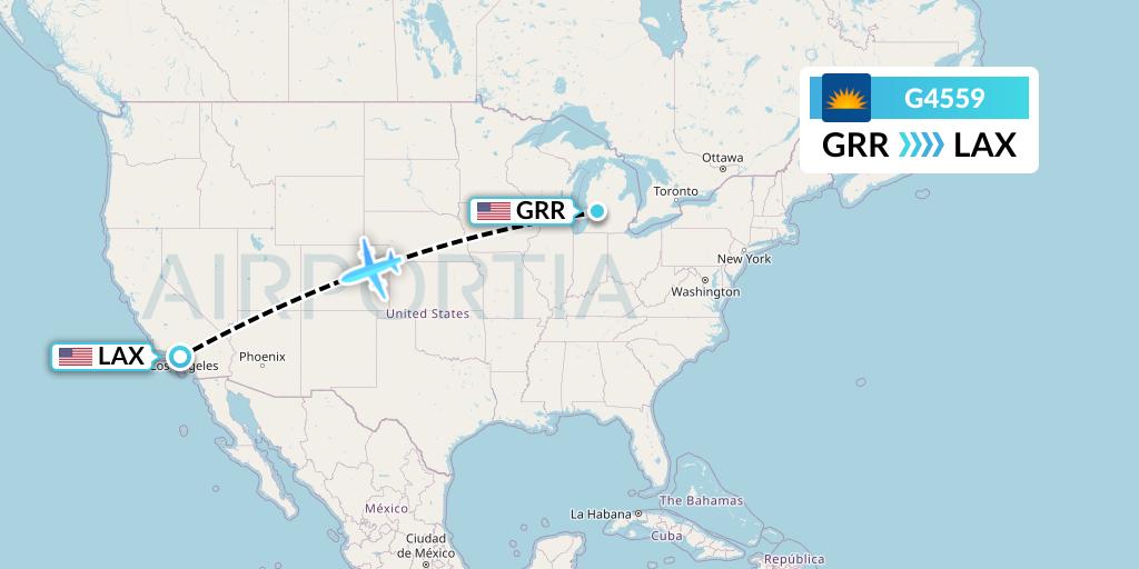 G4559 Allegiant Air Flight Map: Grand Rapids to Los Angeles