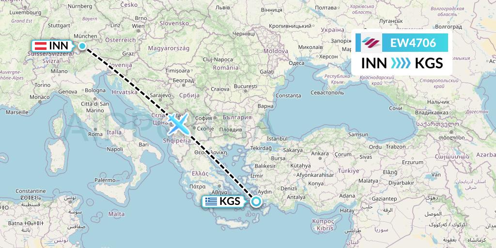 EW4706 Eurowings Flight Map: Innsbruck to Kos