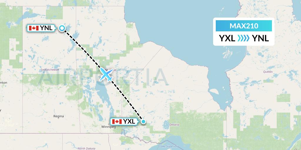 MAX210 Max Aviation Flight Map: Sioux Lookout to Points North Landing