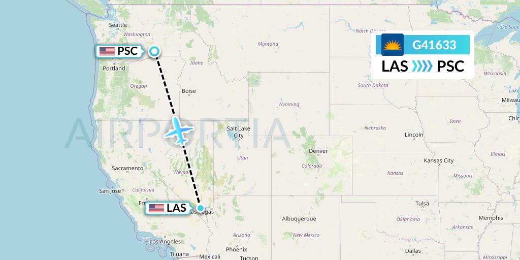 G41633 Allegiant Air Flight Map: Las Vegas to Pasco