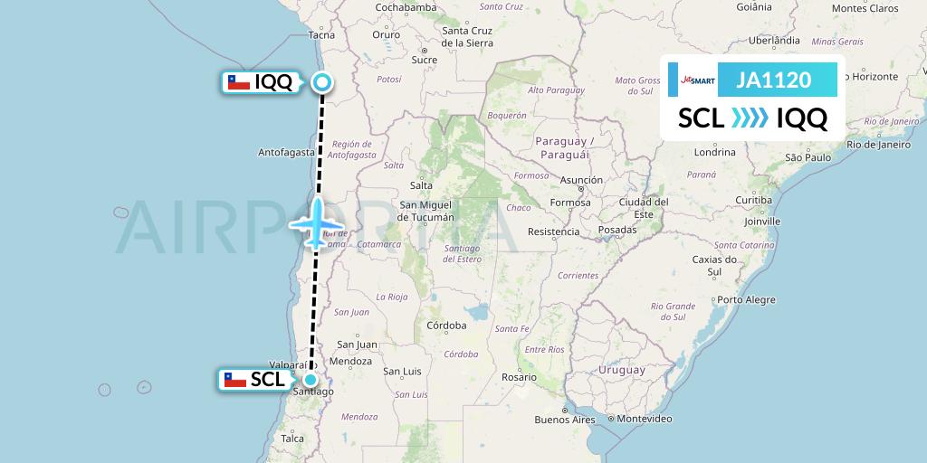 JA1120 JetSMART Flight Map: Santiago to Iquique