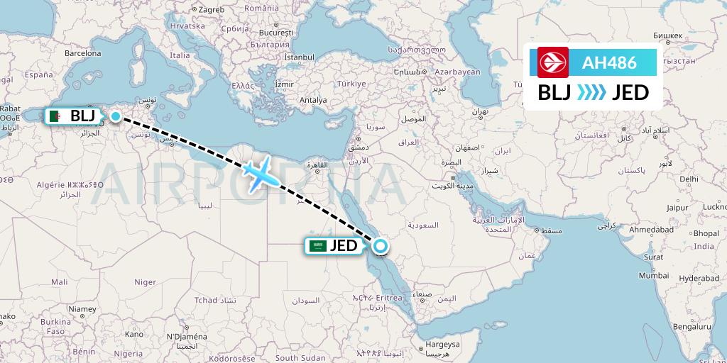 AH486 Air Algerie Flight Map: Batna to Jeddah