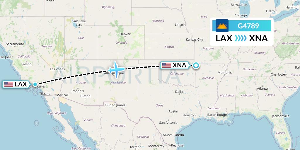 G4789 Allegiant Air Flight Map: Los Angeles to Bentonville