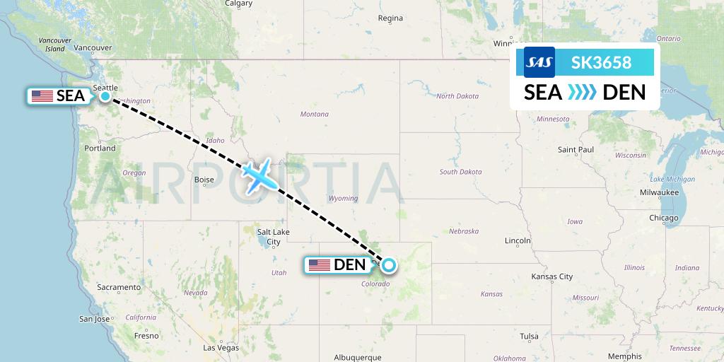 SK3658 SAS Flight Map: Seattle to Denver