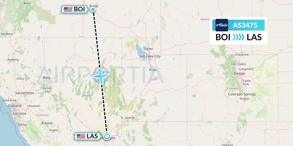 AS3475 Alaska Airlines Flight Map: Boise to Las Vegas