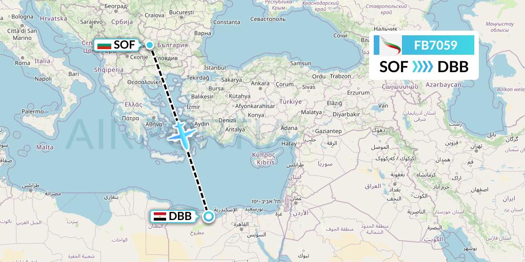 FB7059 Bulgaria Air Flight Map: Sofia to El Alamein