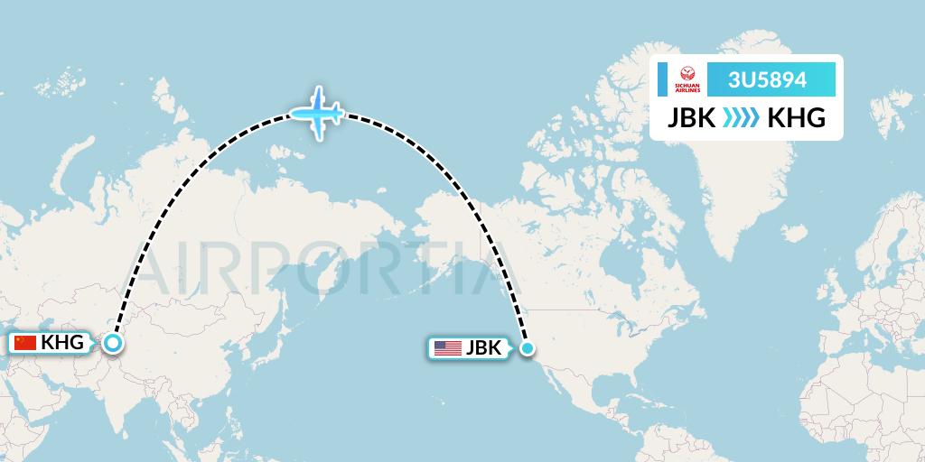 3U5894 Sichuan Airlines Flight Map: Berkeley to Kashgar