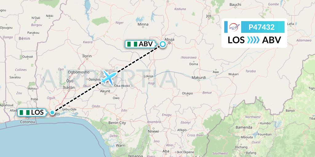 P47432 Air Peace Flight Map: Lagos to Abuja