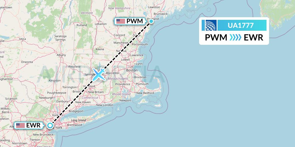 UA1777 United Airlines Flight Map: Portland to New York