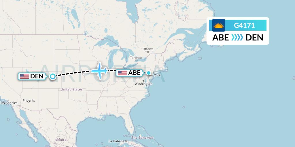 G4171 Allegiant Air Flight Map: Allentown to Denver