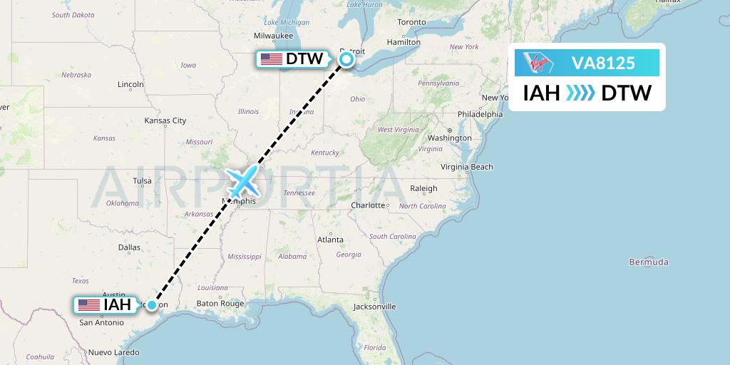VA8125 Virgin Australia Flight Map: Houston to Detroit
