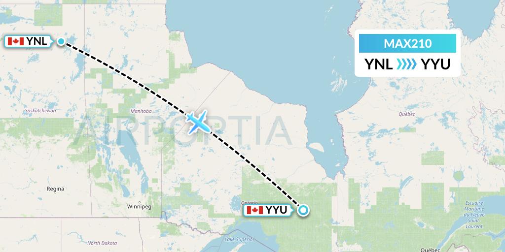 MAX210 Max Aviation Flight Map: Points North Landing to Kapuskasing