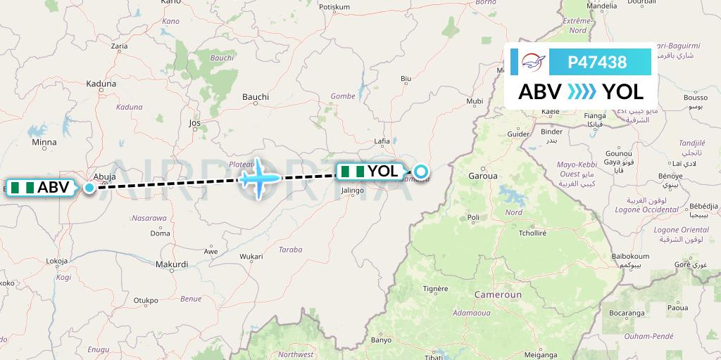 P47438 Air Peace Flight Map: Abuja to Yola