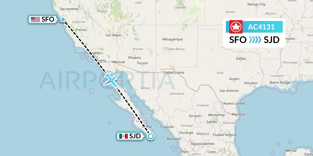 AC4131 Air Canada Flight Map: San Francisco to San Jose del Cabo