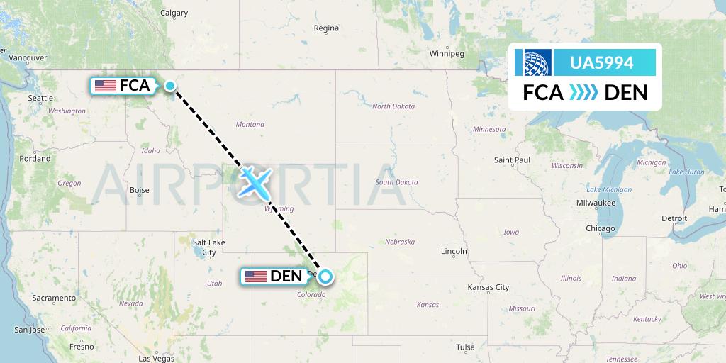UA5994 United Airlines Flight Map: Kalispell to Denver