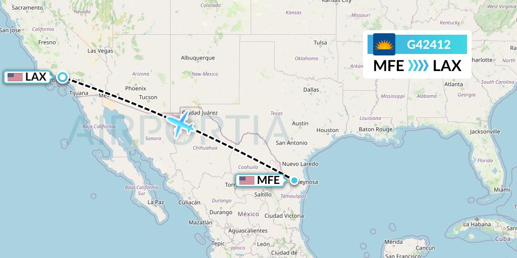 G42412 Allegiant Air Flight Map: McAllen to Los Angeles