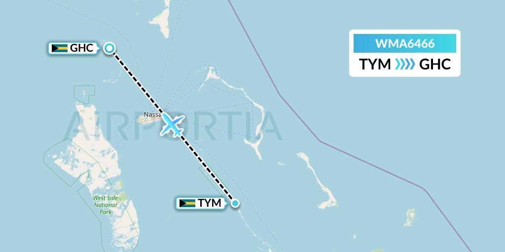 WMA6466 Watermakers Air Flight Map: Bahamas to Bahamas