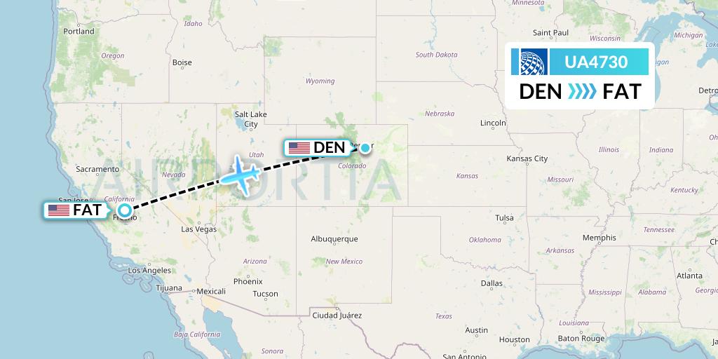 UA4730 United Airlines Flight Map: Denver to Fresno