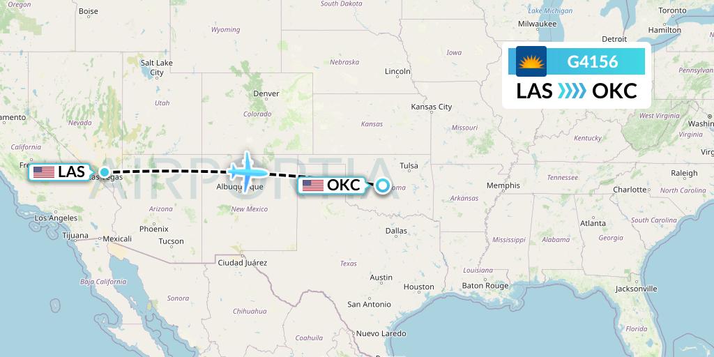 G4156 Allegiant Air Flight Map: Las Vegas to Oklahoma City