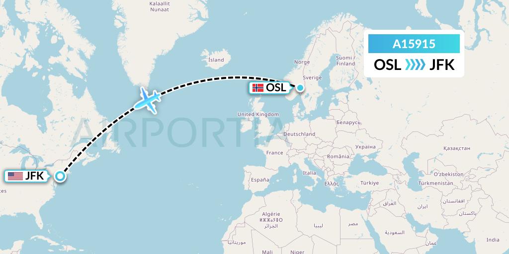 A15915 A.p.g. Distribution Systems Flight Map: Oslo to New York