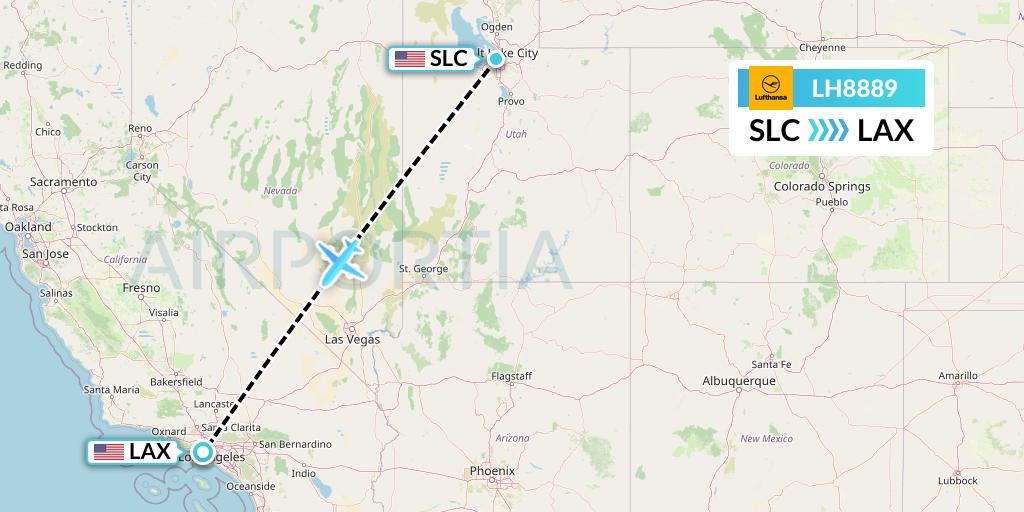 LH8889 Lufthansa Flight Map: Salt Lake City to Los Angeles