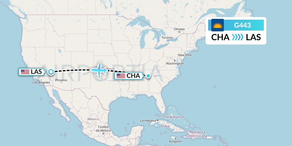 G443 Allegiant Air Flight Map: Chattanooga to Las Vegas
