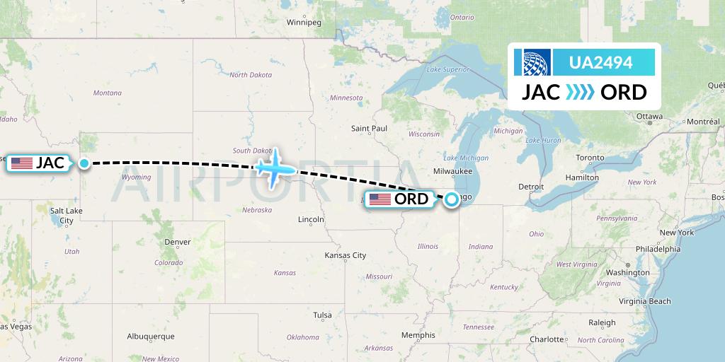 UA2494 United Airlines Flight Map: Jackson to Chicago