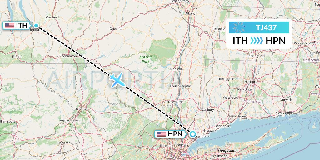 TJ437 Tradewind Aviation Flight Map: Ithaca to White Plains