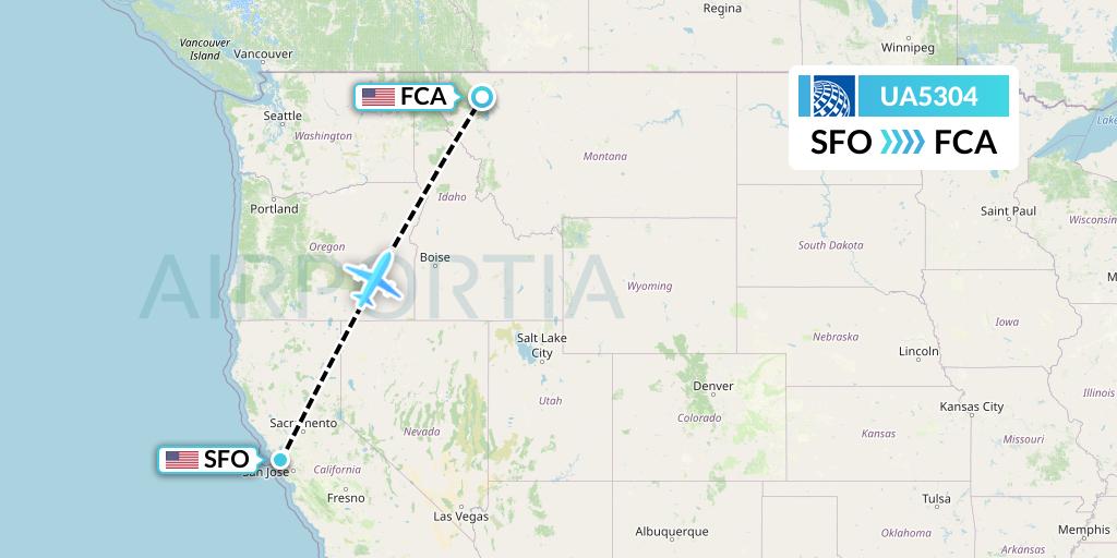 UA5304 United Airlines Flight Map: San Francisco to Kalispell