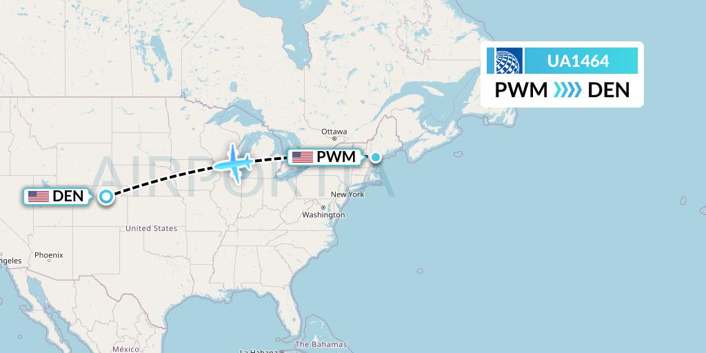 UA1464 United Airlines Flight Map: Portland to Denver