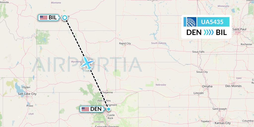 UA5435 United Airlines Flight Map: Denver to Billings