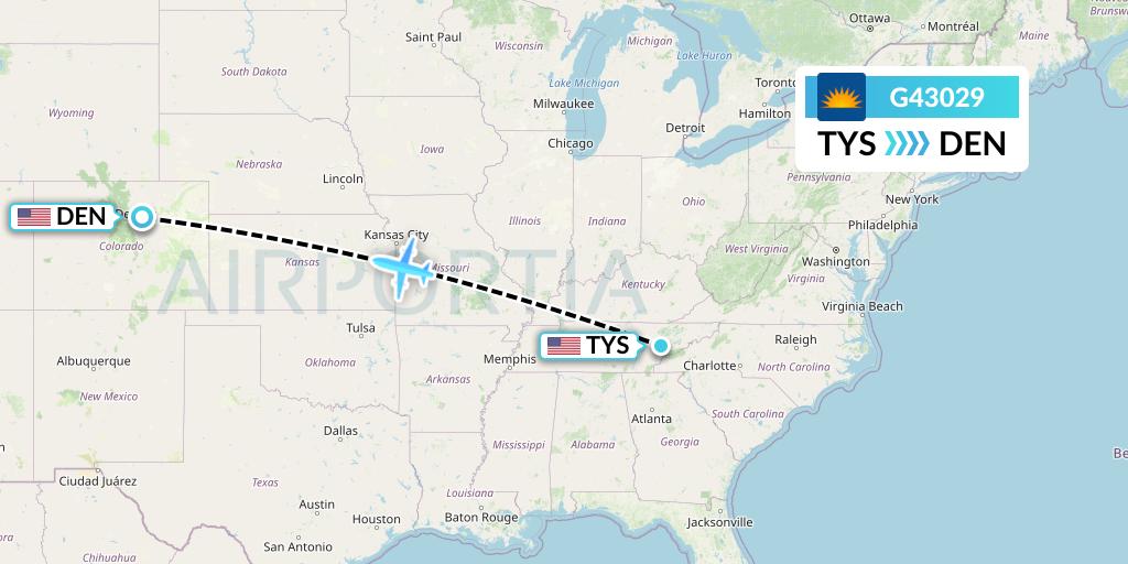 G43029 Allegiant Air Flight Map: Knoxville to Denver