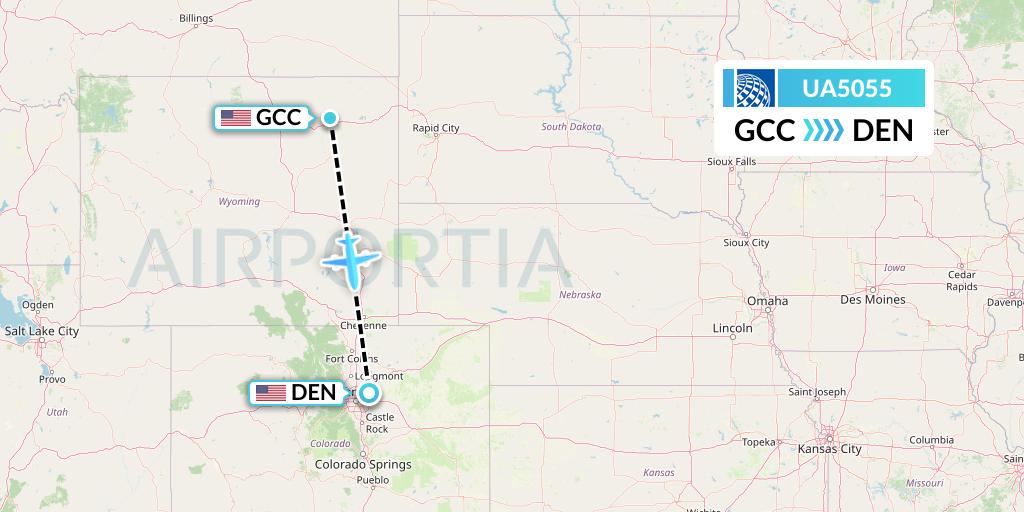 UA5055 United Airlines Flight Map: Gillette to Denver