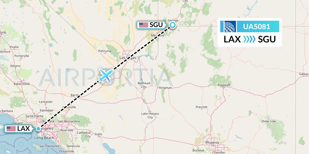 UA5081 United Airlines Flight Map: Los Angeles to St. George