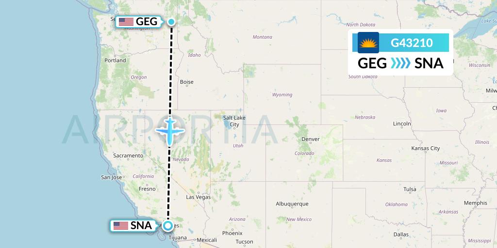 G43210 Allegiant Air Flight Map: Spokane to Orange County