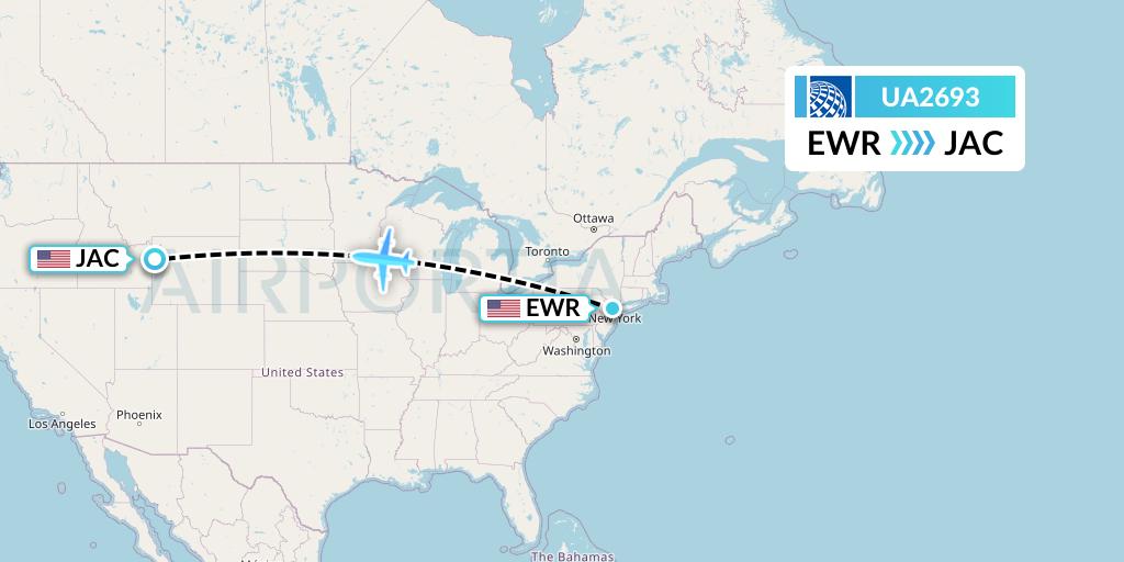 UA2693 United Airlines Flight Map: New York to Jackson
