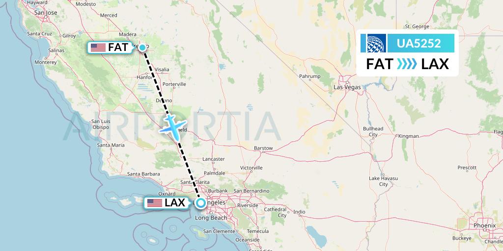 UA5252 United Airlines Flight Map: Fresno to Los Angeles