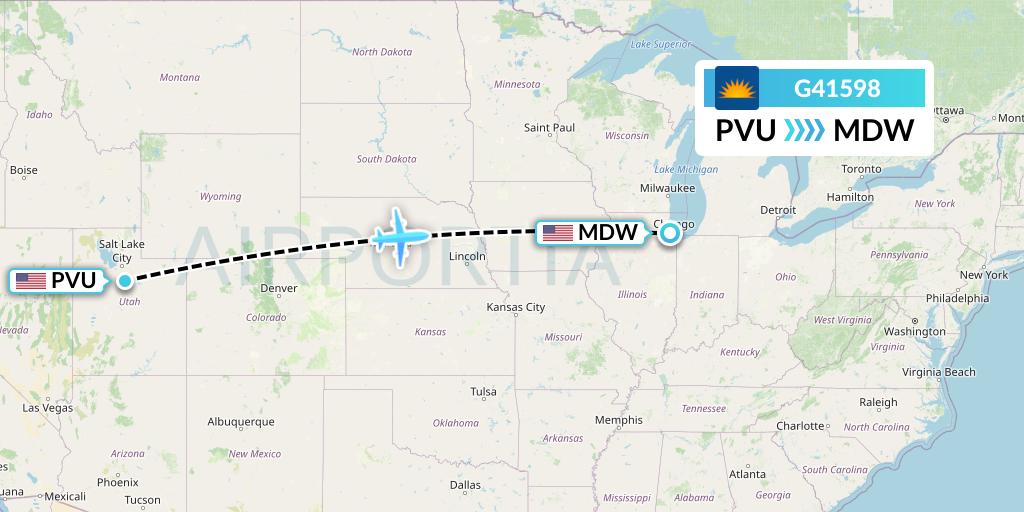 G41598 Allegiant Air Flight Map: Provo to Chicago