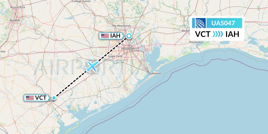 UA5047 United Airlines Flight Map: Victoria to Houston