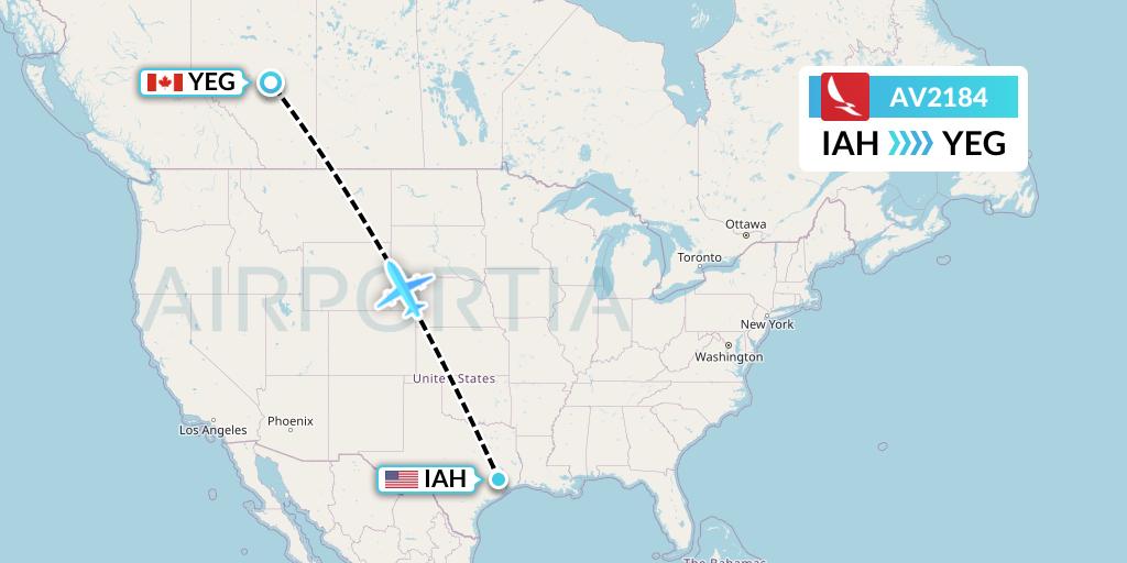 AV2184 Avianca Flight Map: Houston to Edmonton